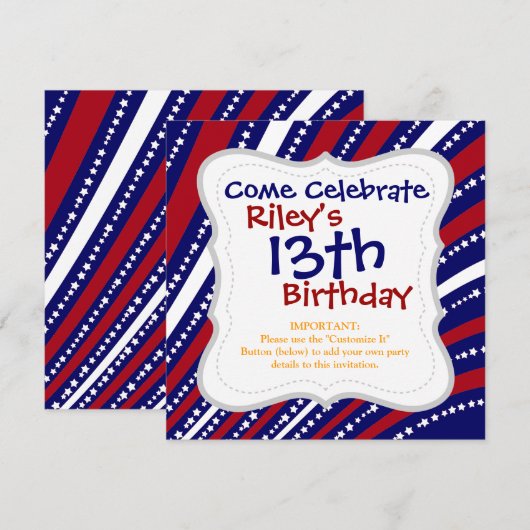 Patriottische sterren Stripes Freedom Flag 4 juli Kaart (Voorkant / Achterkant)