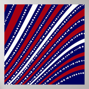 Patriottische sterren Stripes Freedom Flag 4 juli Poster