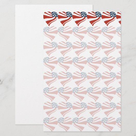 Patriottische sterren Stripes Freedom Flag Harten Briefpapier (Voorkant / Achterkant)