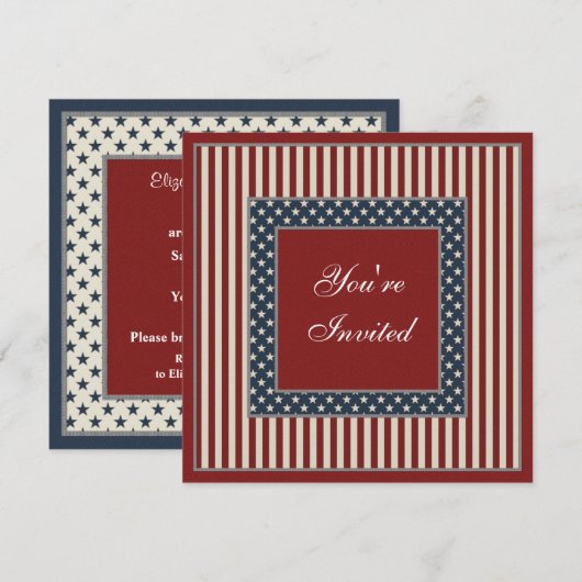 Patriottische sterren & stripes Juli 4e Partij nod Kaart (Voorkant / Achterkant)