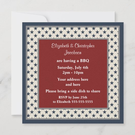 Patriottische sterren & stripes Juli 4e Partij nod Kaart (Achterkant)