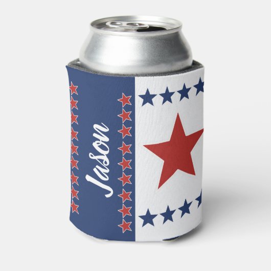 Patriottische sterren & Stripes persoonlijke Koelb Blikjeskoeler (Blikje Achterkant)