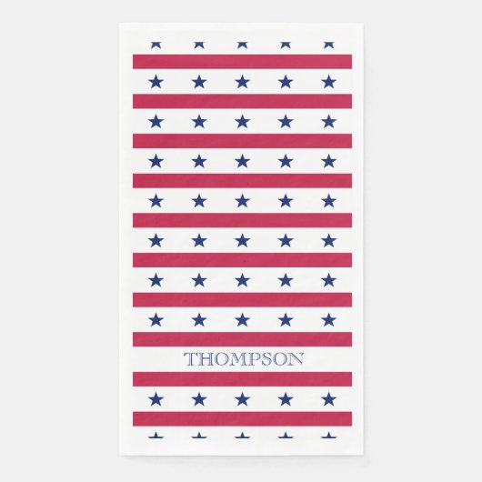 Patriottische sterren Stripes Red White Blue Name Servet (Voorkant)