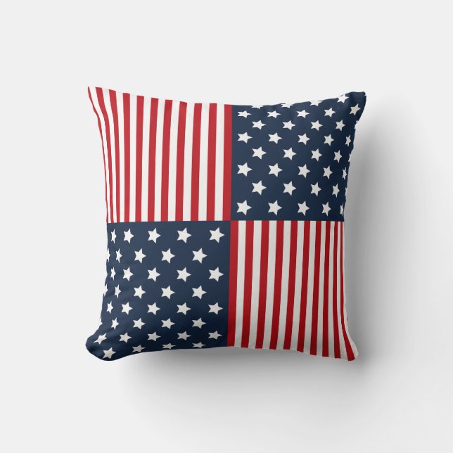 Patriottische sterren & Stripes Red White Pillow Kussen (Voorkant)