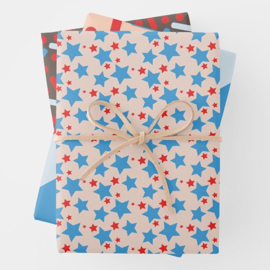 patriottische sterren stripes springen blauw inpakpapier vel (In situ)