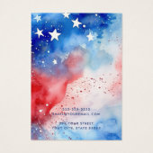 Patriottische sterren waterverf oorbel display kaa visitekaartje (Achterkant)