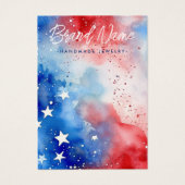 Patriottische sterren waterverf oorbel display kaa visitekaartje (Voorkant)