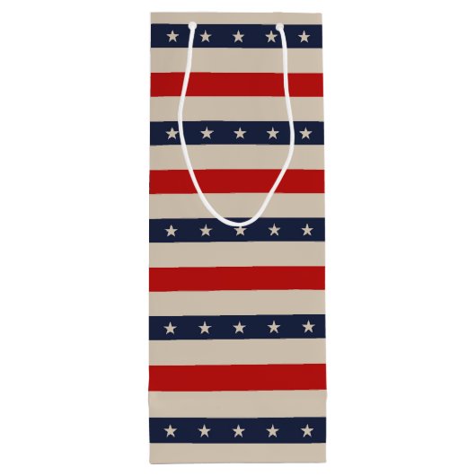 Patriottische sterren wijn cadeautas (Achterkant)