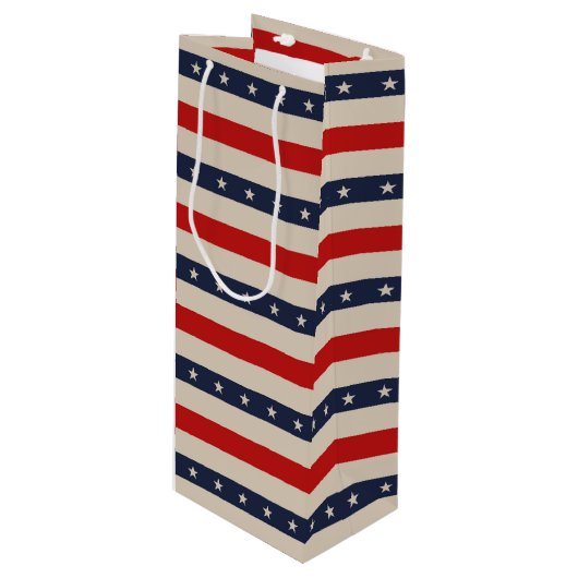 Patriottische sterren wijn cadeautas (Voorkant Gekanteld)