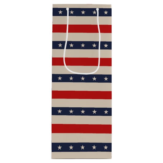 Patriottische sterren wijn cadeautas (Voorkant)