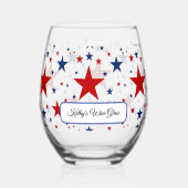 Patriottische sterren wijnglas wijnglas zonder voet (Voorkant)