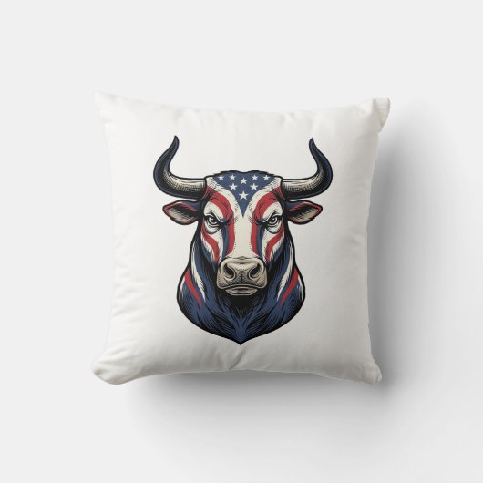Patriottische Stier Kop Vintage Gravure Design_1 Kussen (Voorkant)