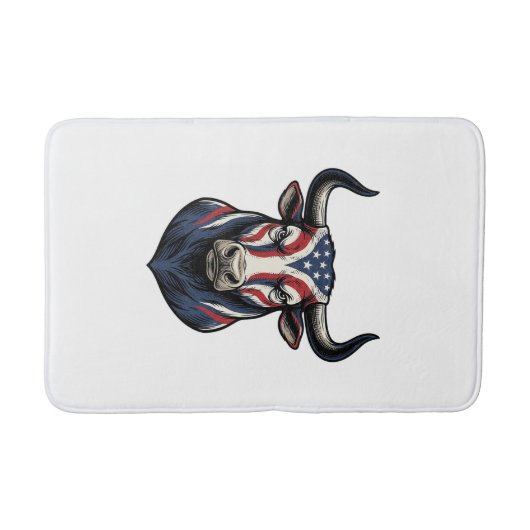 Patriottische Stier Kop Vintage Gravure Ontwerp_1 Badmat (Voorkant)