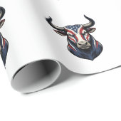 Patriottische Stier Kop Vintage Gravure Ontwerp_1 Cadeaupapier (Rol Hoek)