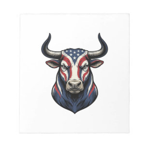 Patriottische Stier Kop Vintage Gravure Ontwerp_1 Notitieblok