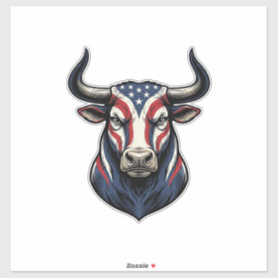 Patriottische Stier Kop Vintage Gravure Ontwerp_1 Sticker