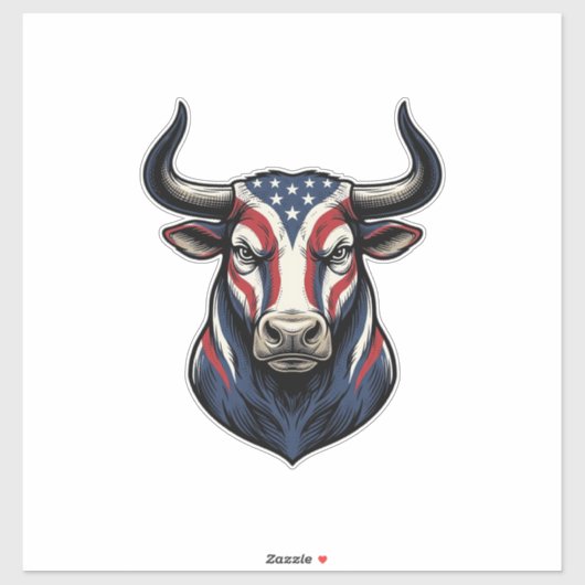 Patriottische Stier Kop Vintage Gravure Ontwerp_1 Sticker (Vel)