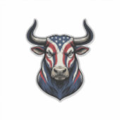 Patriottische Stier Kop Vintage Gravure Ontwerp_1 Sticker (Voorkant)