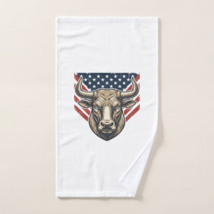 Patriottische Stier Kop Vintage Gravure Vector Kun Handdoek