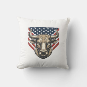 Patriottische Stier Kop Vintage Gravure Vector Kun Kussen