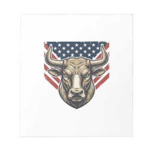 Patriottische Stier Kop Vintage Gravure Vector Kun Notitieblok