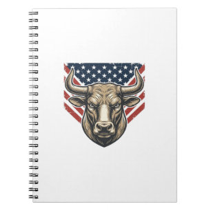 Patriottische Stier Kop Vintage Gravure Vector Kun Notitieboek