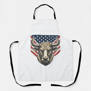Patriottische Stier Kop Vintage Gravure Vector Kun Schort