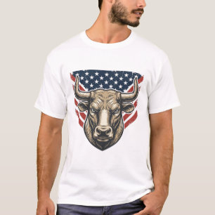 Patriottische Stier Kop Vintage Gravure Vector Kun T-shirt