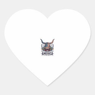 Patriottische Stier Schedel Amerika Vintage 4 juli Hart Sticker