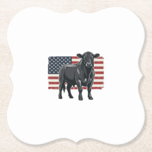 Patriottische Stier Vlag Vintage Gravure Grafisch_ Kartonnen Onderzetters