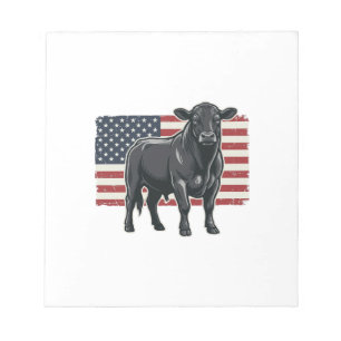 Patriottische Stier Vlag Vintage Gravure Grafisch_ Notitieblok