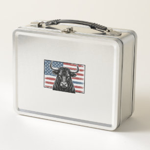 Patriottische Stier Vlag Vintage Gravure Ontwerp_1