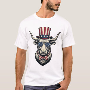 Patriottische stierontwerp vintage gravure America T-shirt