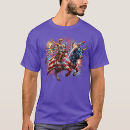 Patriottische Stierrijder Vuurwerk VS Onafhankelij T-shirt