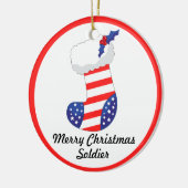 Patriottische Stocking - Vrolijke Kerstsoldaat Keramisch Ornament (Links)