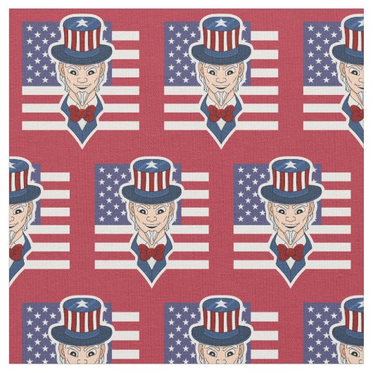 Patriottische stof met oom Sam cartoon (Close Up)