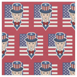 Patriottische stof met uncle Sam cartoon