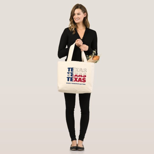 Patriottische stof TEXAS VLAG Grote Tote Bag (Voorkant (model))