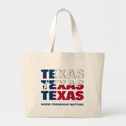Patriottische stof TEXAS VLAG Grote Tote Bag (Voorkant)
