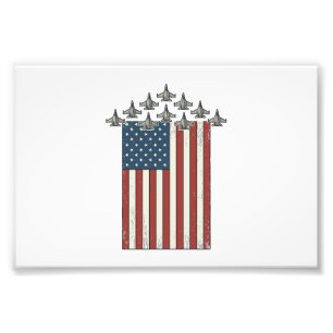 Patriottische straaljager vlag vintage graveer ont foto afdruk