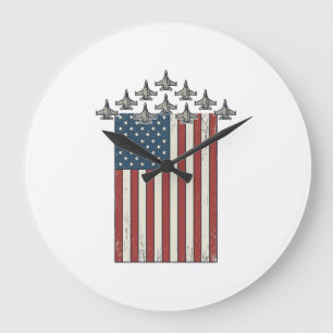 Patriottische straaljager vlag vintage graveer ont grote klok