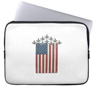 Patriottische straaljager vlag vintage graveer ont laptop sleeve