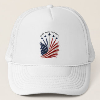 Patriottische straaljagerformatie Amerikaanse vlag Trucker Pet