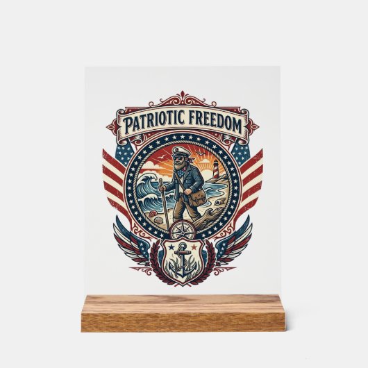 Patriottische Strandjutter Vector Graphic T-shirt_ Acryl Bord (Voorkant)