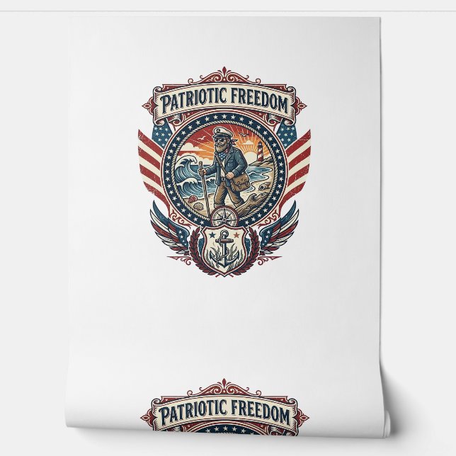 Patriottische Strandjutter Vector Graphic T-shirt_ Behang (Afrollen)