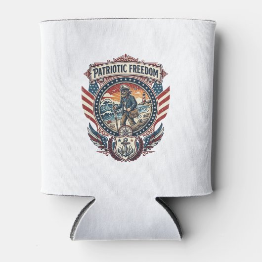 Patriottische Strandjutter Vector Graphic T-shirt_ Blikjeskoeler (Voorkant)