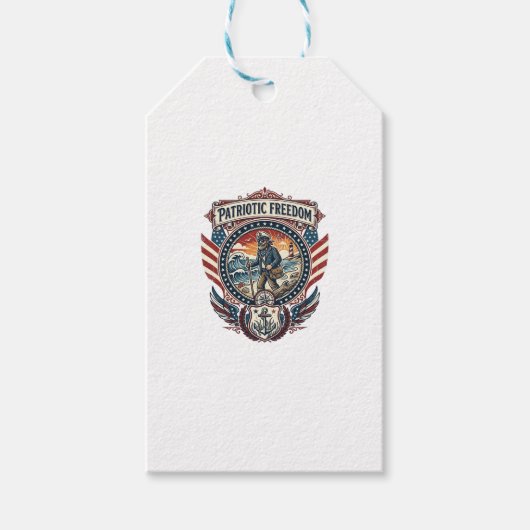 Patriottische Strandjutter Vector Graphic T-shirt_ Cadeaulabel (Voorkant)