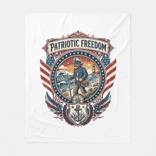 Patriottische Strandjutter Vector Graphic T-shirt_ Fleece Deken (Voorkant)