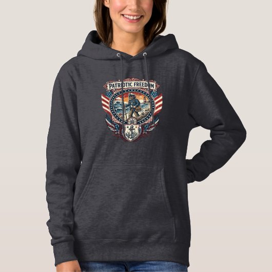 Patriottische Strandjutter Vector Graphic T-shirt_ Hoodie (Voorkant)