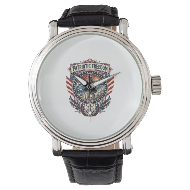 Patriottische Strandjutter Vector Graphic T-shirt_ Horloge (Voorkant)
